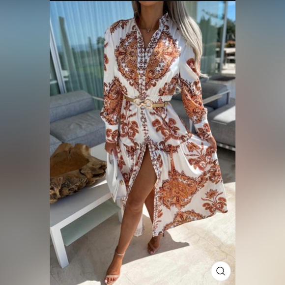 DIONNE Paisley Midaxi Dress - Rust NWT - Picture 3 of 8